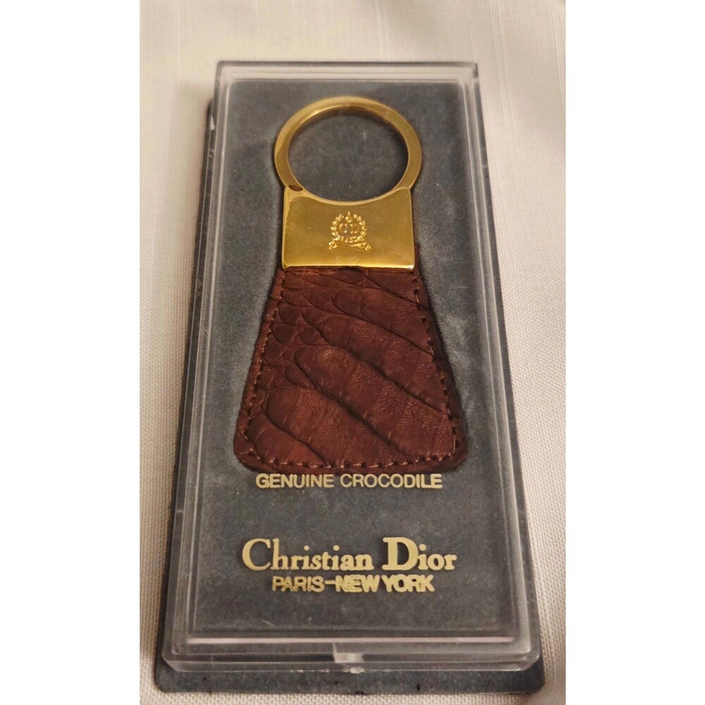 Vintage Christian Dior Genuine Crocodile Leather Keyring - Paris New York - NIB